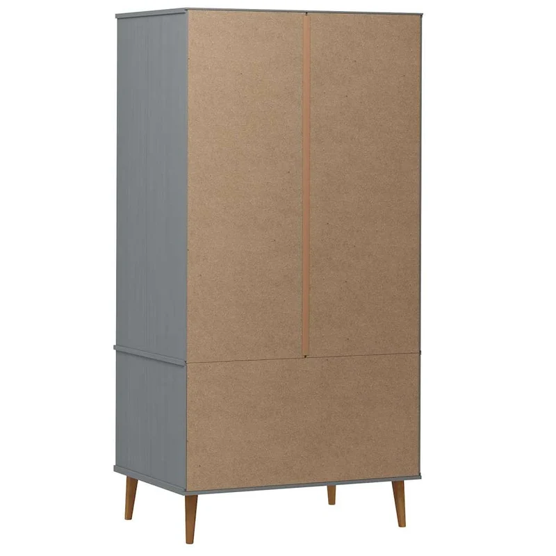 Wardrobe "MOLDE" Grey 90x55x175 cm Solid Wood Pine
