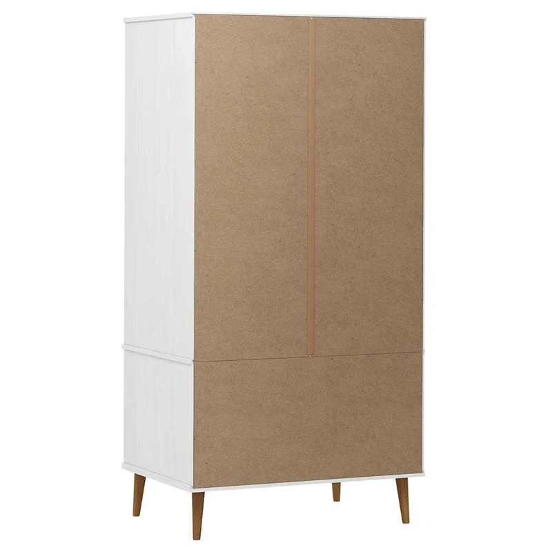 Wardrobe "MOLDE" White 90x55x175 cm Solid Wood Pine