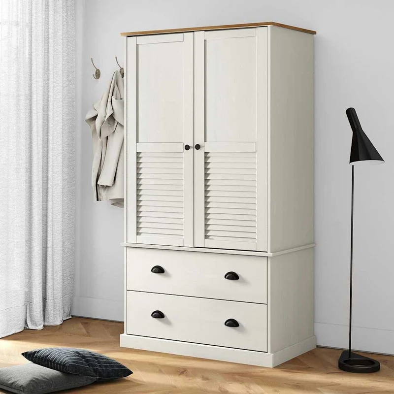 Wardrobe "VIGO" White 90x55x170 cm Solid Wood Pine