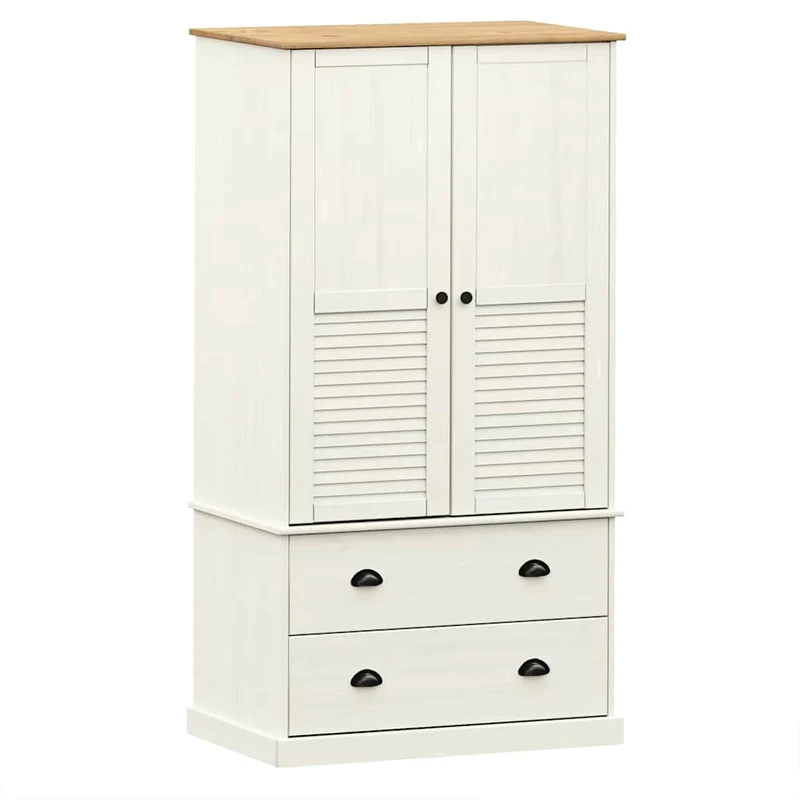 Wardrobe "VIGO" White 90x55x170 cm Solid Wood Pine