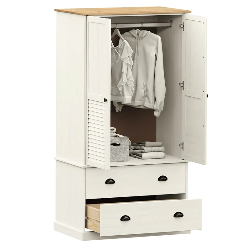 Wardrobe "VIGO" White 90x55x170 cm Solid Wood Pine