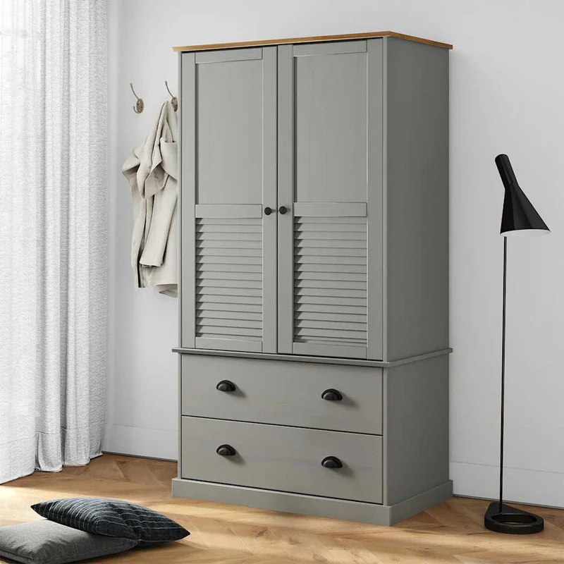 Wardrobe "VIGO" Grey 90x55x170 cm Solid Wood Pine