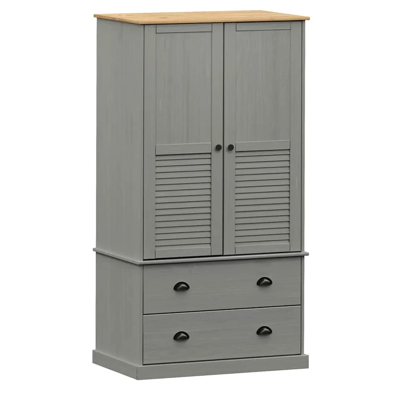 Wardrobe "VIGO" Grey 90x55x170 cm Solid Wood Pine