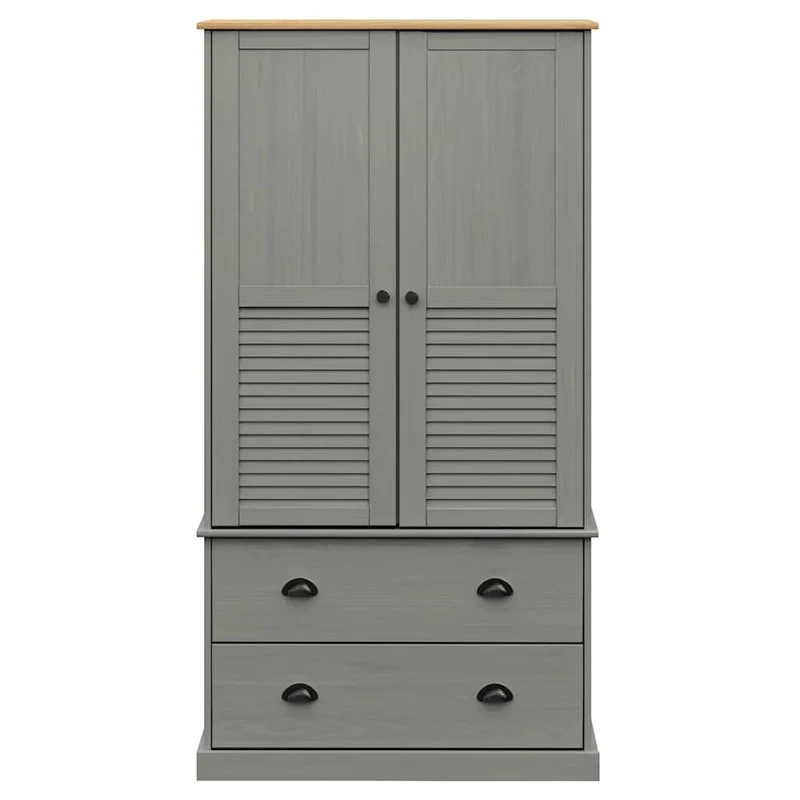 Wardrobe "VIGO" Grey 90x55x170 cm Solid Wood Pine