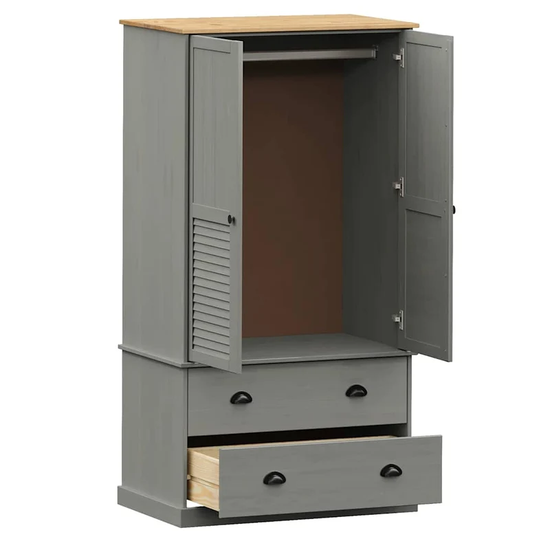 Wardrobe "VIGO" Grey 90x55x170 cm Solid Wood Pine