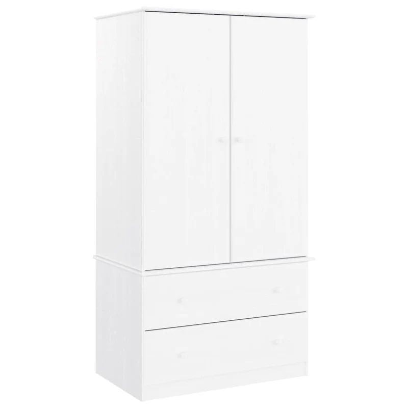 Wardrobe "ALTA" White 90x55x170 cm Solid Wood Pine