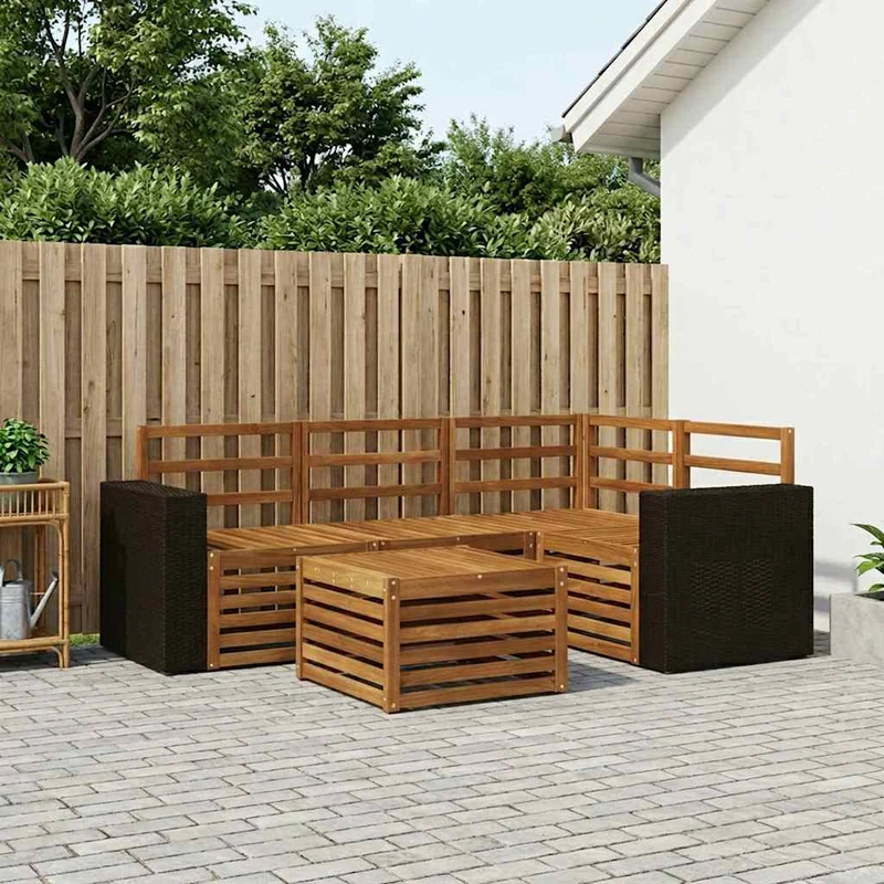 Outdoor Sofa Set 5 pcs Natural Polyester