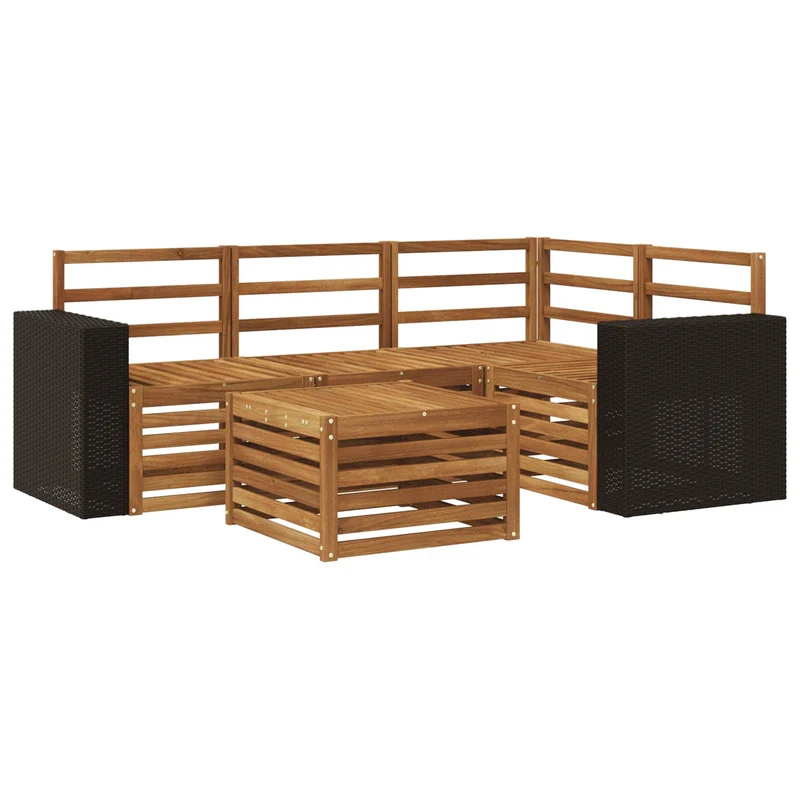 Outdoor Sofa Set 5 pcs Natural Polyester