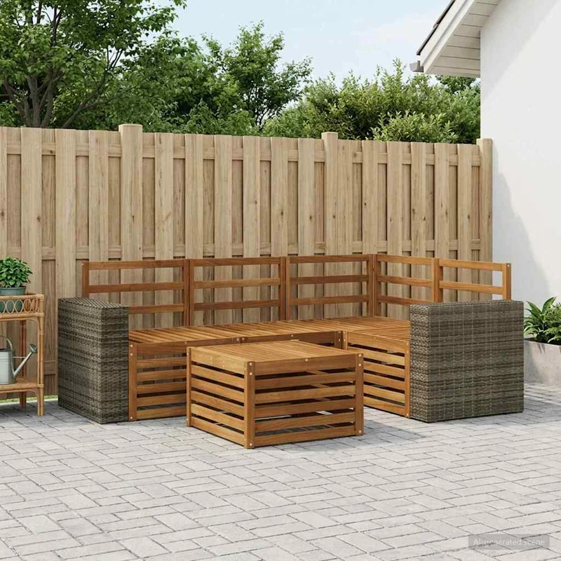 Outdoor Sofa Set 5 pcs Natural Polyester