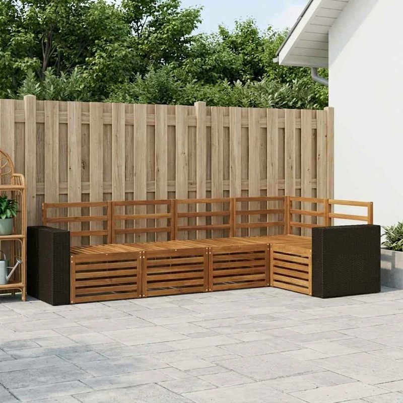 Outdoor Sofa Set 5 pcs Natural Polyester