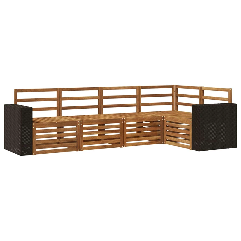 Outdoor Sofa Set 5 pcs Natural Polyester