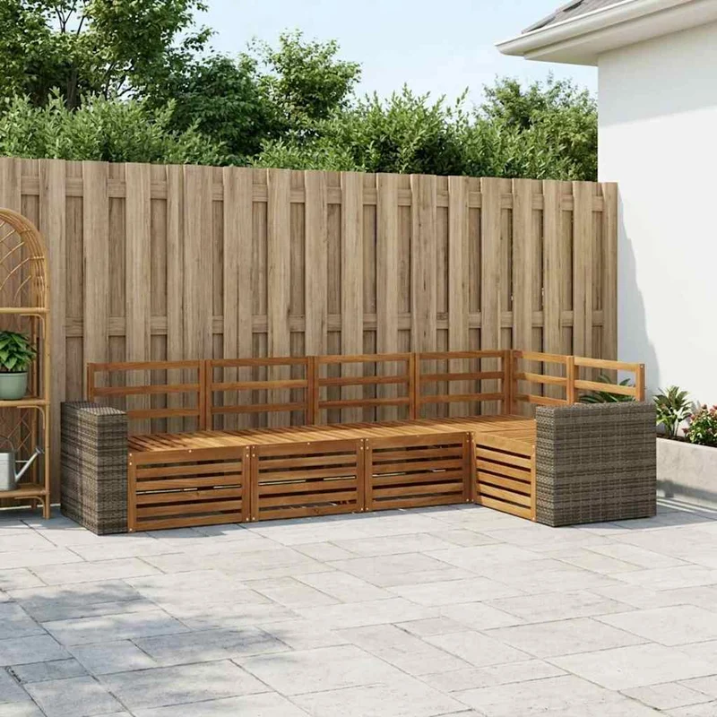 Outdoor Sofa Set 5 pcs Natural Polyester