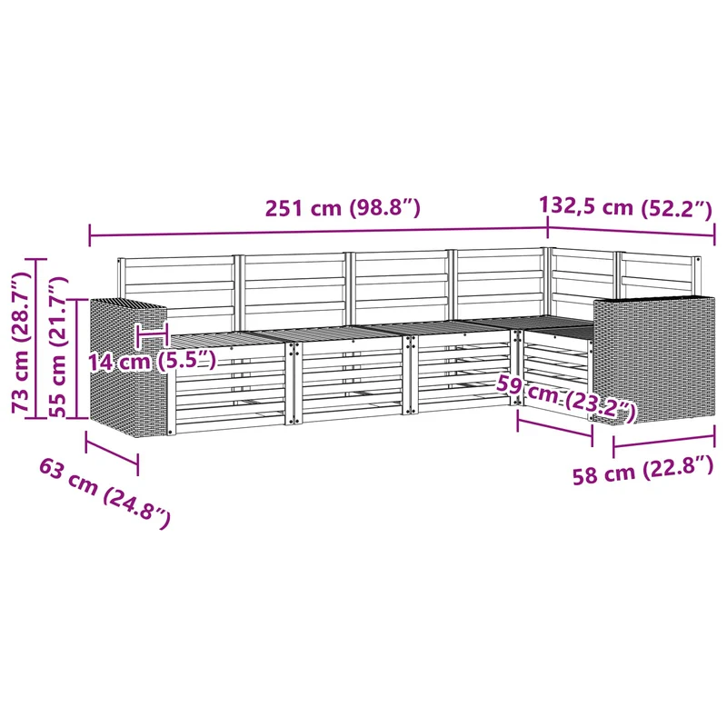 Outdoor Sofa Set 5 pcs Natural Polyester