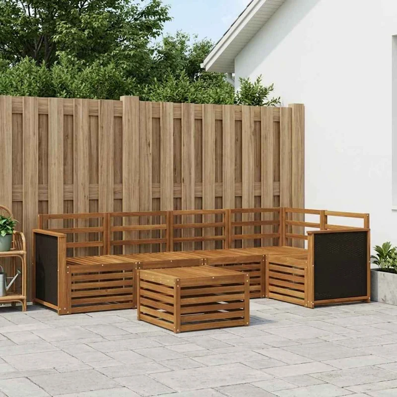 Outdoor Sofa Set 6 pcs Natural Solid Acacia Wood