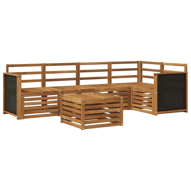 Outdoor Sofa Set 6 pcs Natural Solid Acacia Wood