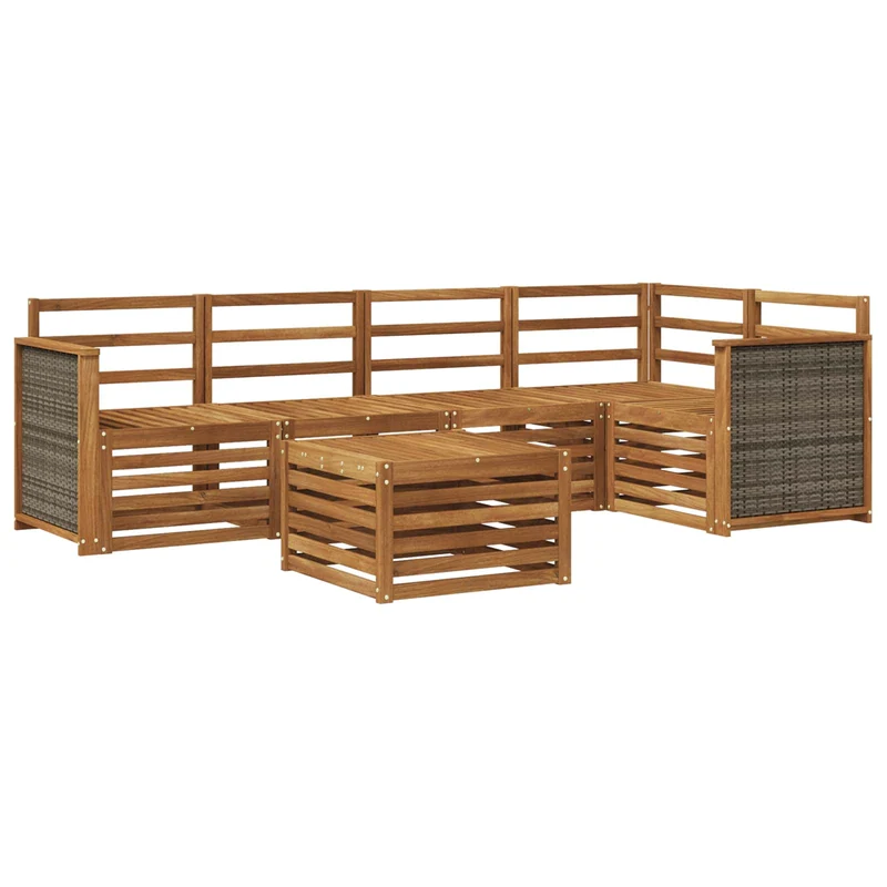 Outdoor Sofa Set 6 pcs Natural Solid Acacia Wood