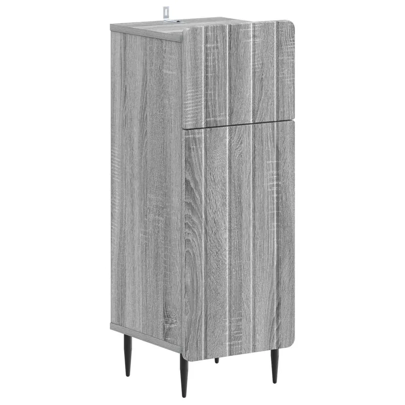 4 Piece Bathroom Cabinet Set ZWOLLE Grey Sonoma Engineered Wood