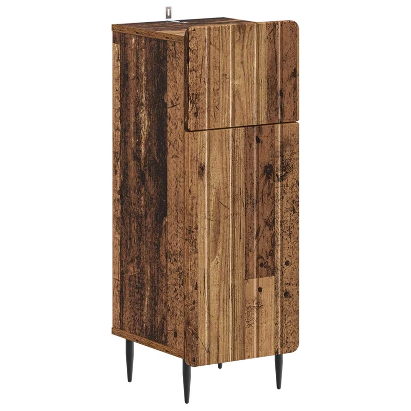 4 Piece Bathroom Cabinet Set ZWOLLE Old Wood Engineered Wood