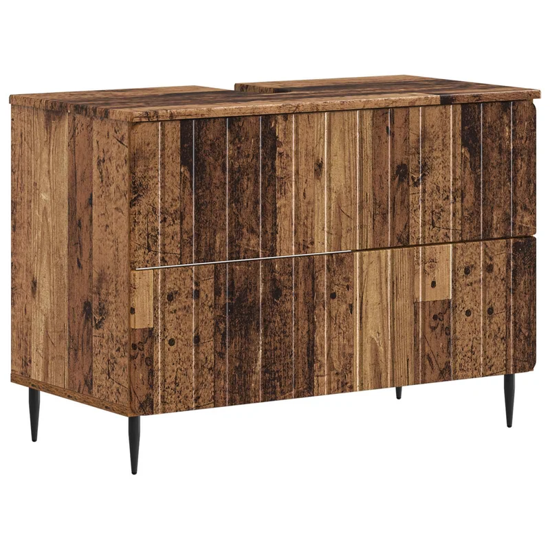4 Piece Bathroom Cabinet Set ZWOLLE Old Wood Engineered Wood