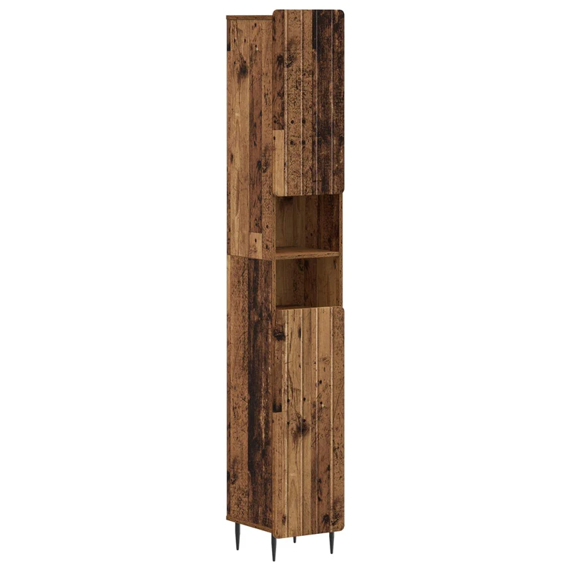 4 Piece Bathroom Cabinet Set ZWOLLE Old Wood Engineered Wood