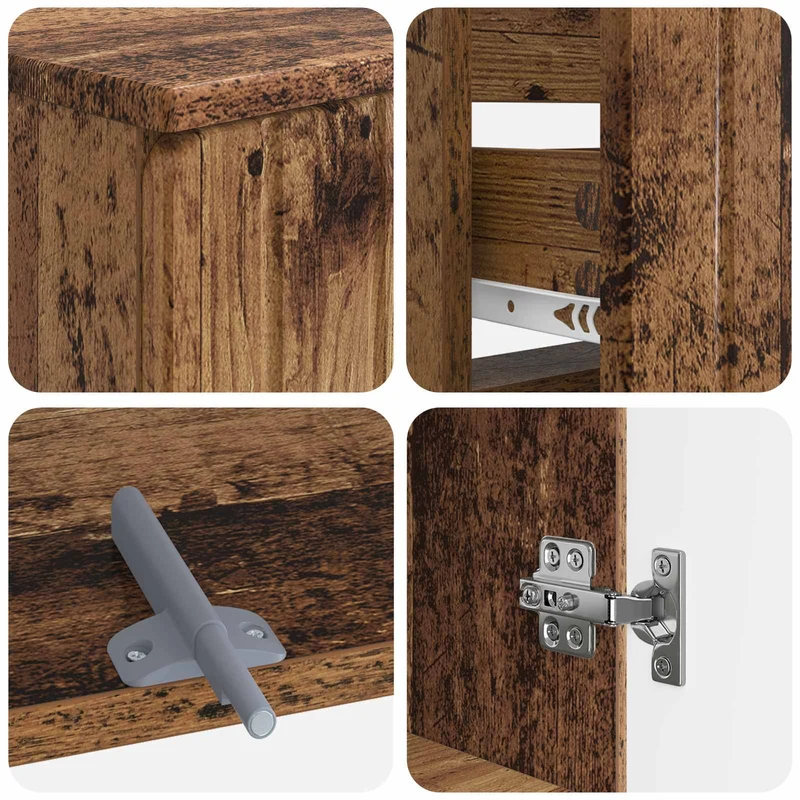 4 Piece Bathroom Cabinet Set ZWOLLE Old Wood Engineered Wood