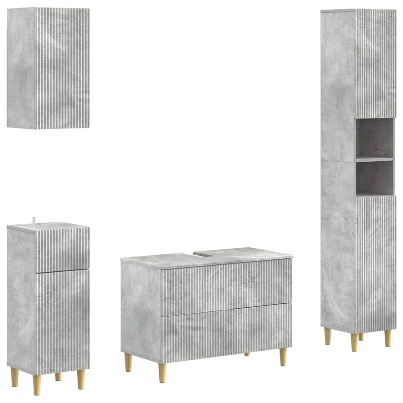 4 Piece Bathroom Cabinet Set ARNHEM Concrete Grey