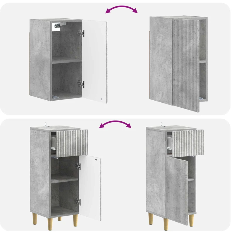 4 Piece Bathroom Cabinet Set ARNHEM Concrete Grey