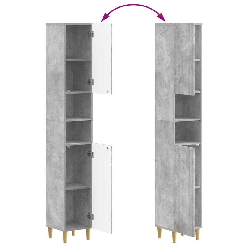 4 Piece Bathroom Cabinet Set ARNHEM Concrete Grey