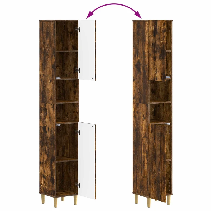 4 Piece Bathroom Cabinet Set ARNHEM Smoked Oak Engineered Wood