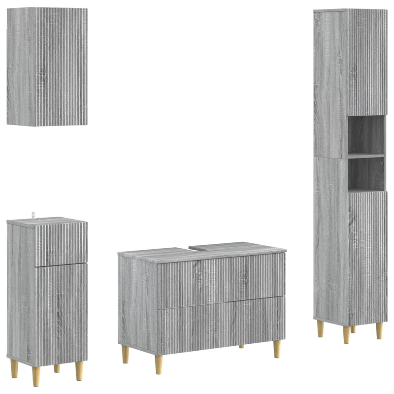 4 Piece Bathroom Cabinet Set ARNHEM Grey Sonoma Engineered Wood