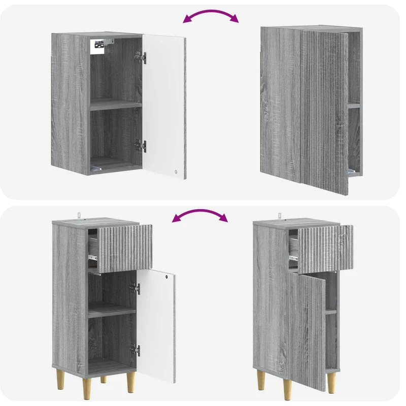 4 Piece Bathroom Cabinet Set ARNHEM Grey Sonoma Engineered Wood