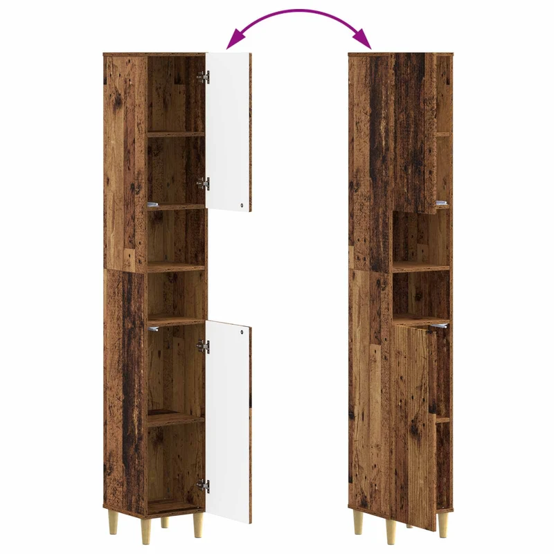 4 Piece Bathroom Cabinet Set ARNHEM Old Wood Engineered Wood