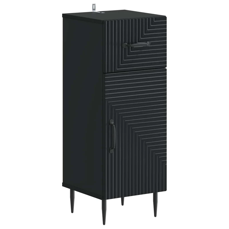 4 Piece Bathroom Cabinet Set HAARLEM Black Engineered Wood