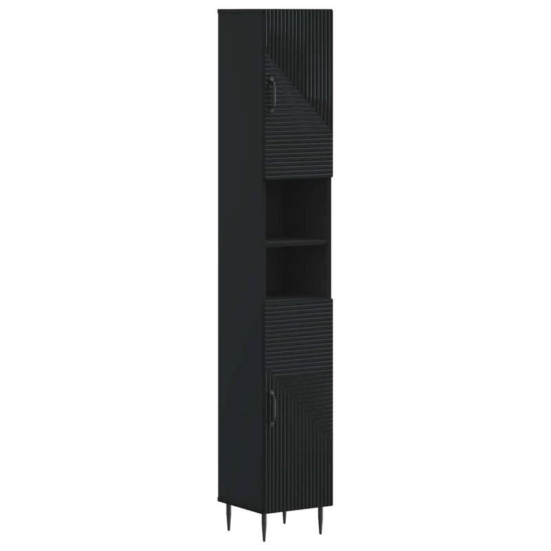 4 Piece Bathroom Cabinet Set HAARLEM Black Engineered Wood