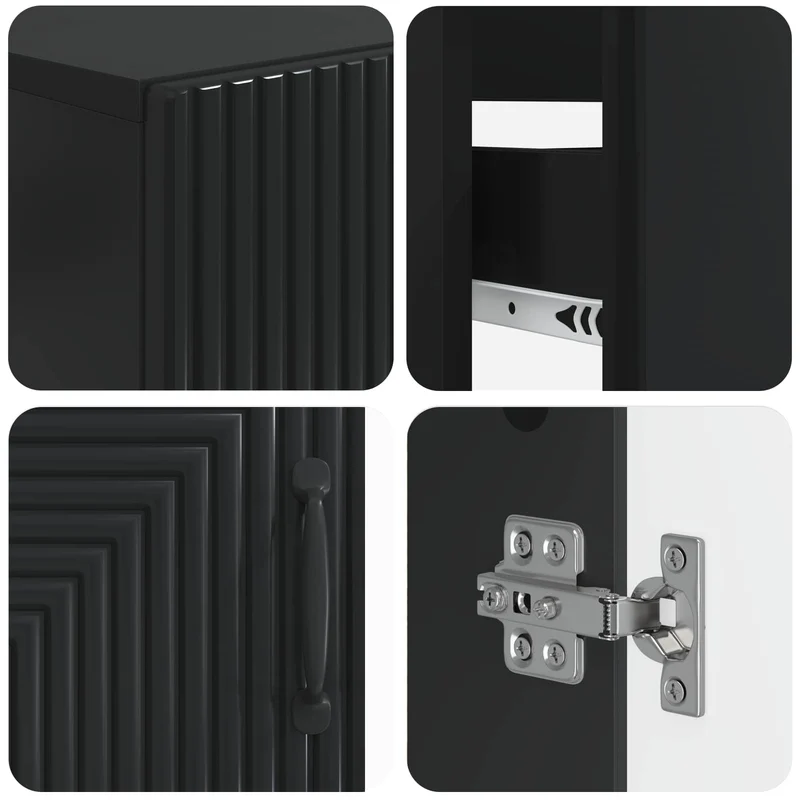 4 Piece Bathroom Cabinet Set HAARLEM Black Engineered Wood