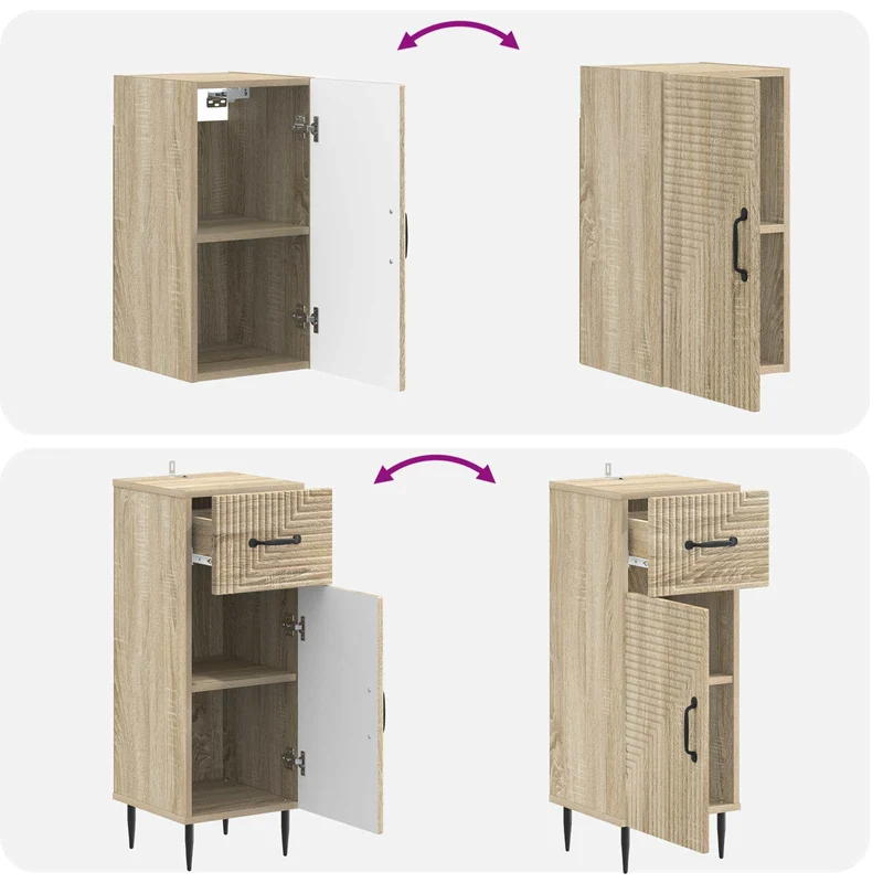 4 Piece Bathroom Cabinet Set HAARLEM Sonoma Oak Engineered Wood