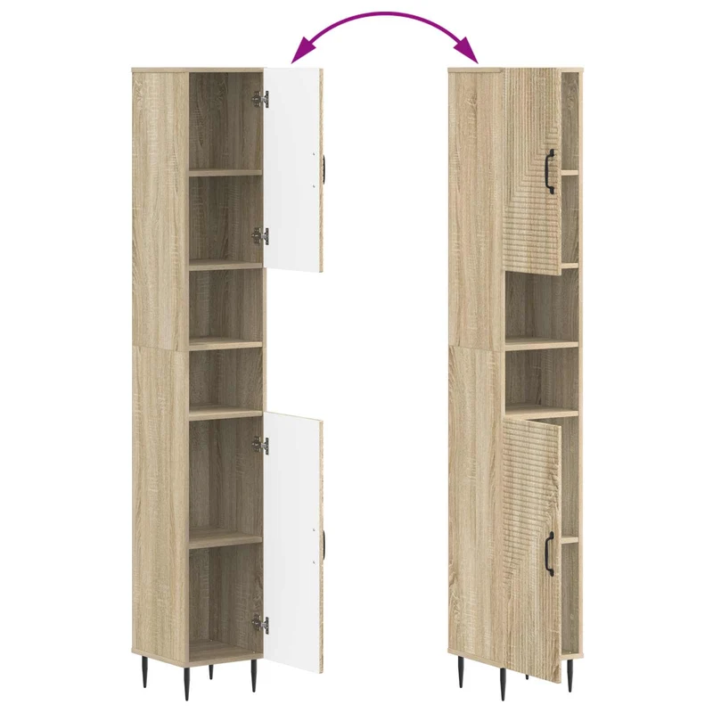 4 Piece Bathroom Cabinet Set HAARLEM Sonoma Oak Engineered Wood
