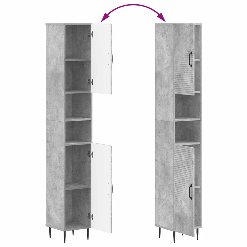 4 Piece Bathroom Cabinet Set HAARLEM Concrete Grey