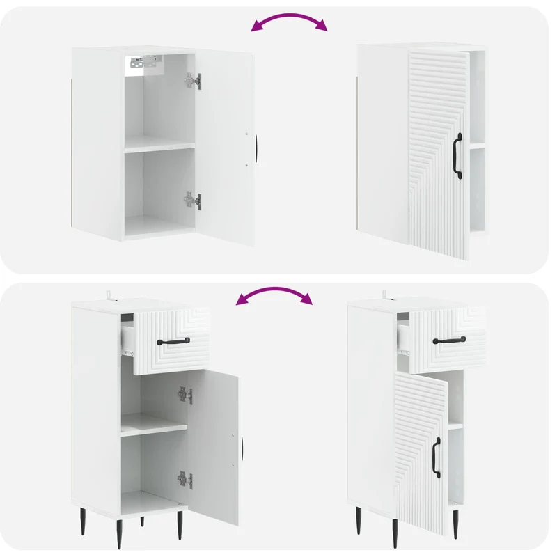 4 Piece Bathroom Cabinet Set HAARLEM High Gloss White