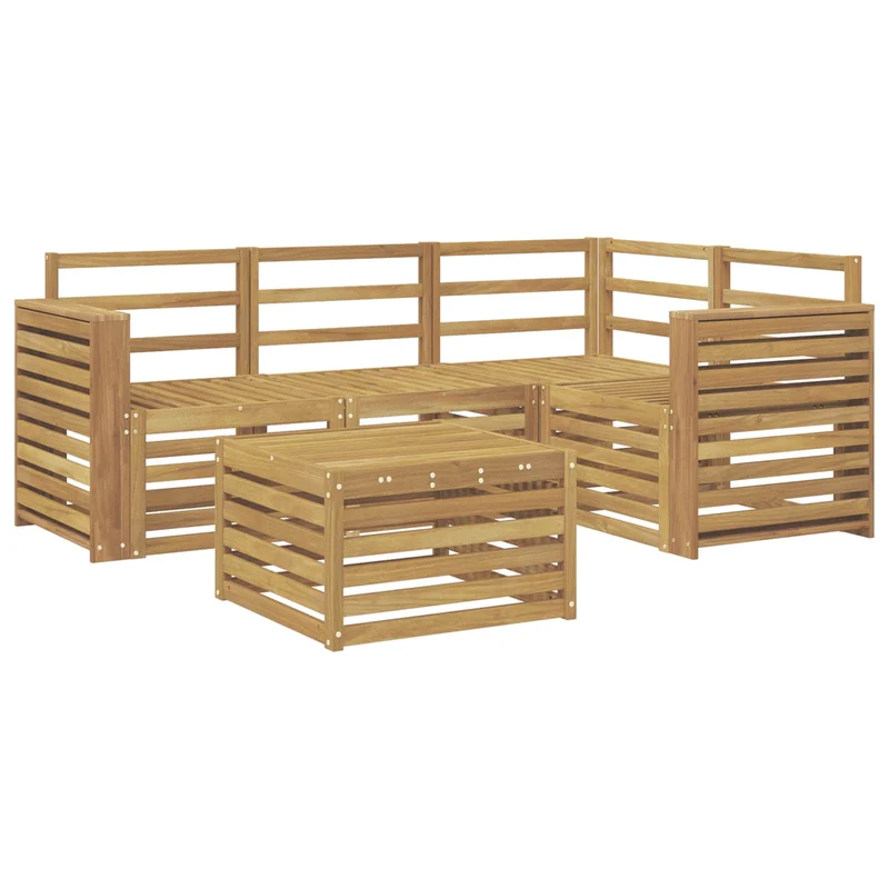 Outdoor Sofa Set 5 pcs White Solid Acacia Wood