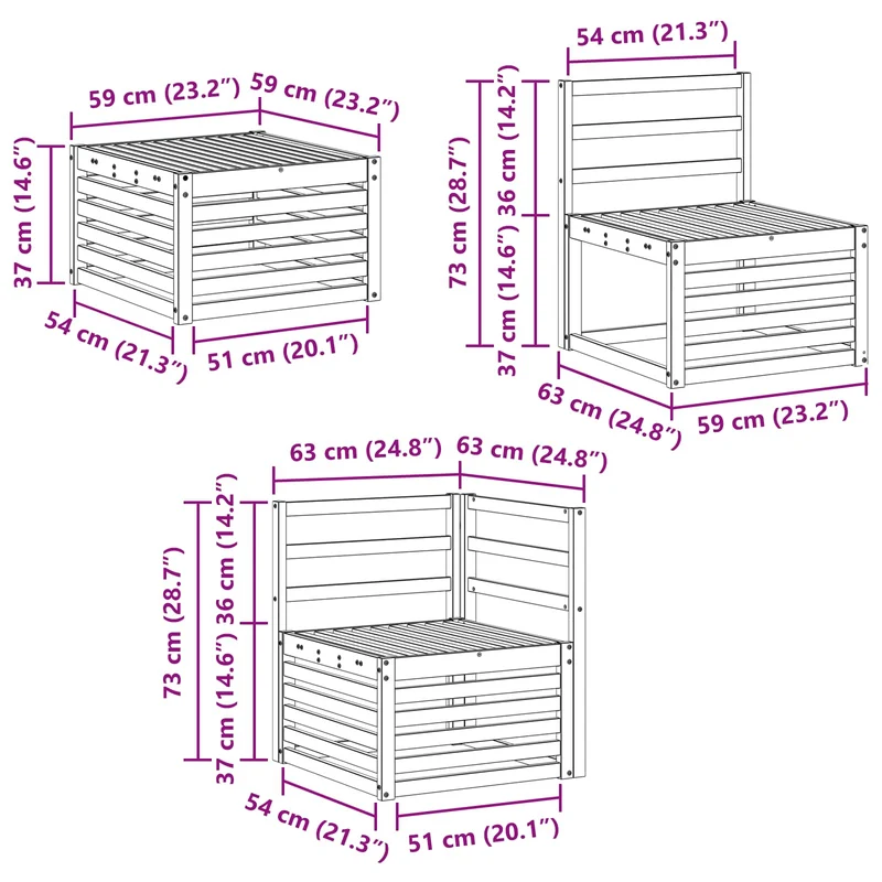 Outdoor Sofa Set 5 pcs White Solid Acacia Wood