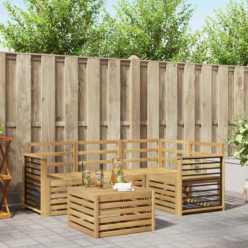 Outdoor Sofa Set 5 pcs White Solid Acacia Wood