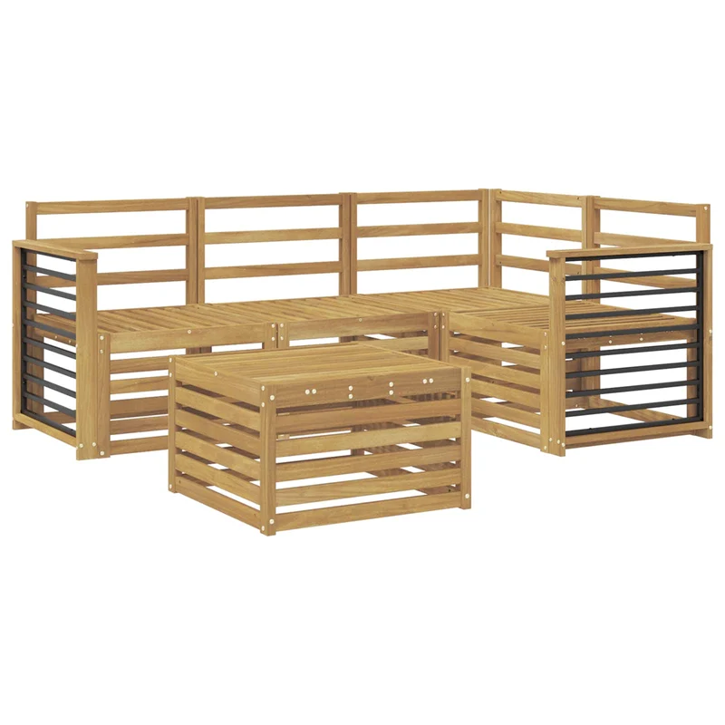 Outdoor Sofa Set 5 pcs White Solid Acacia Wood
