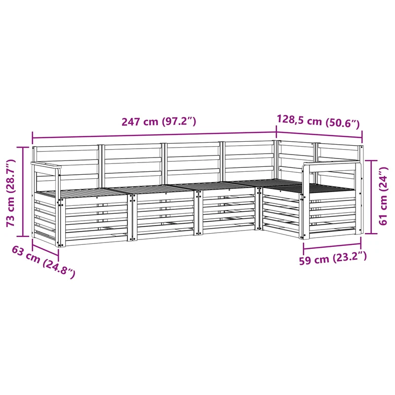 Outdoor Sofa Set 5 pcs White Solid Acacia Wood