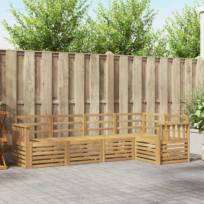 Outdoor Sofa Set 5 pcs White Solid Acacia Wood
