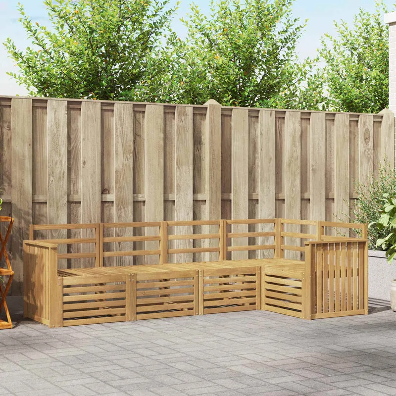 Outdoor Sofa Set 5 pcs White Solid Acacia Wood