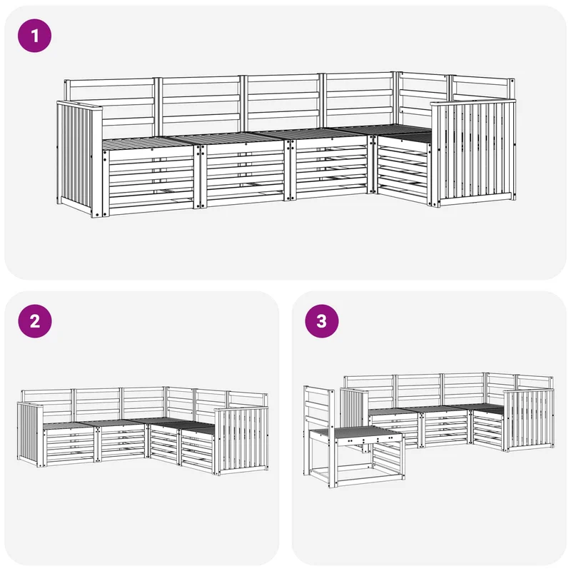 Outdoor Sofa Set 5 pcs White Solid Acacia Wood