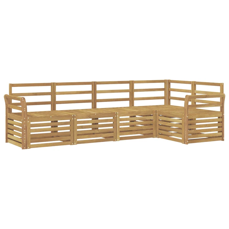 Outdoor Sofa Set 5 pcs White Solid Acacia Wood