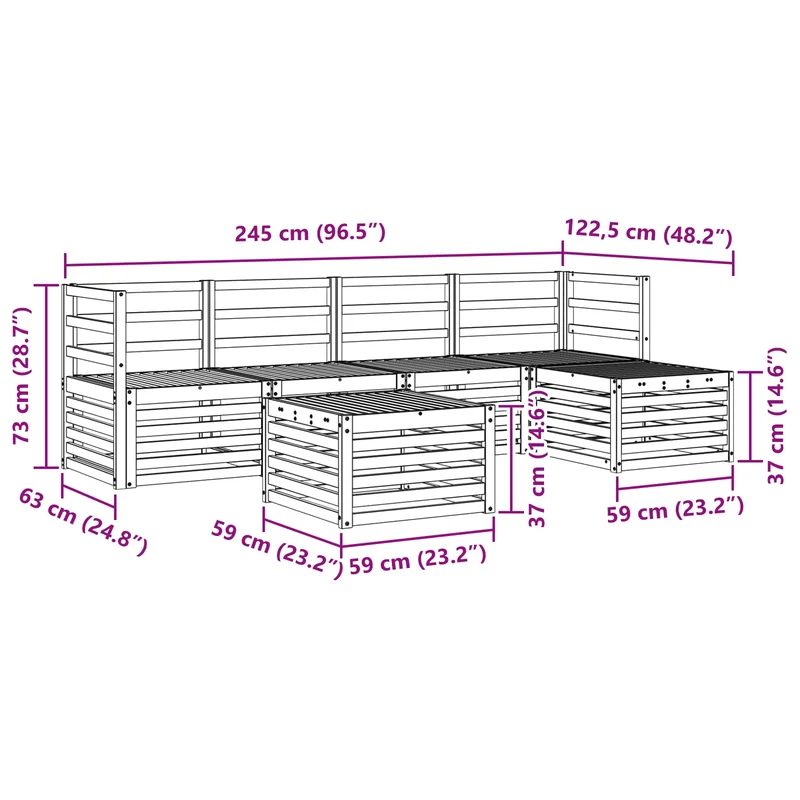Outdoor Sofa Set 6 pcs Natural