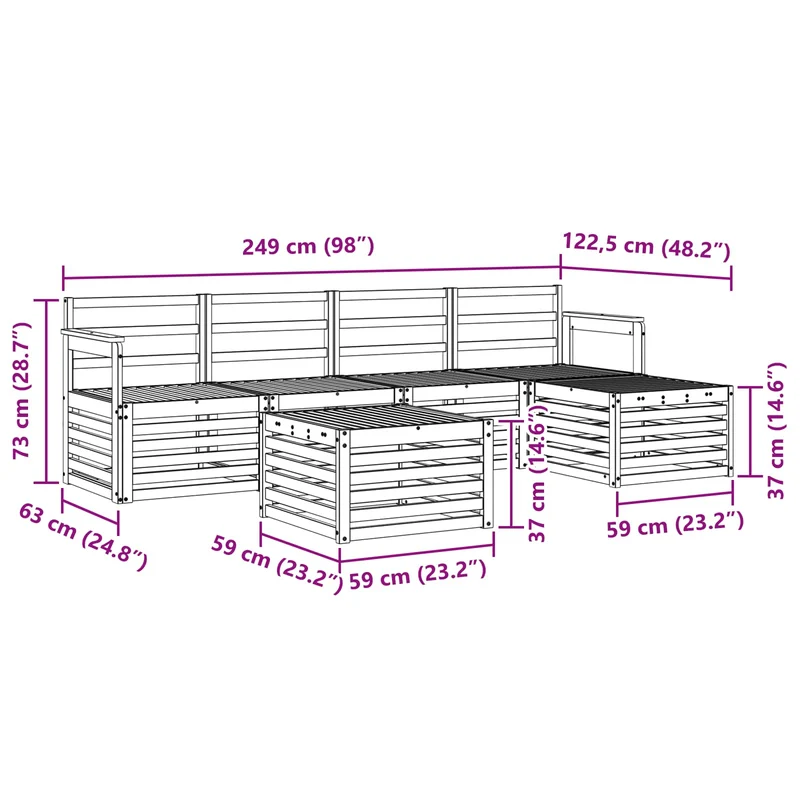 Outdoor Sofa Set 6 pcs Natural